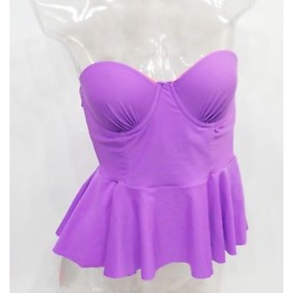 Purple peplum swim top